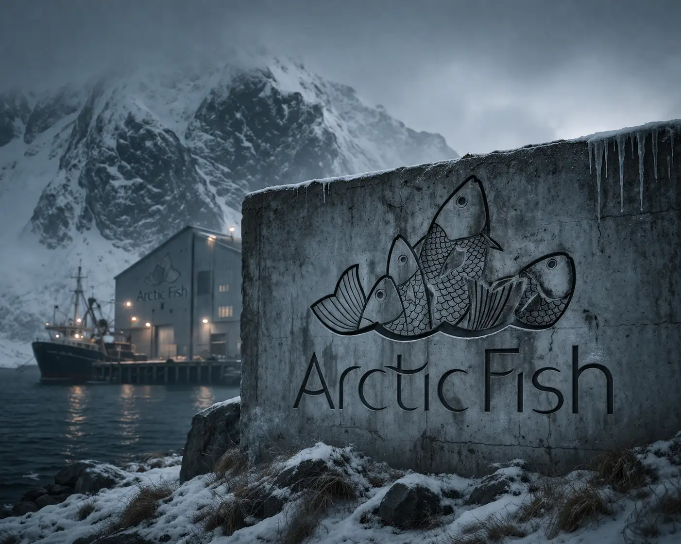 Logo on concrete wall